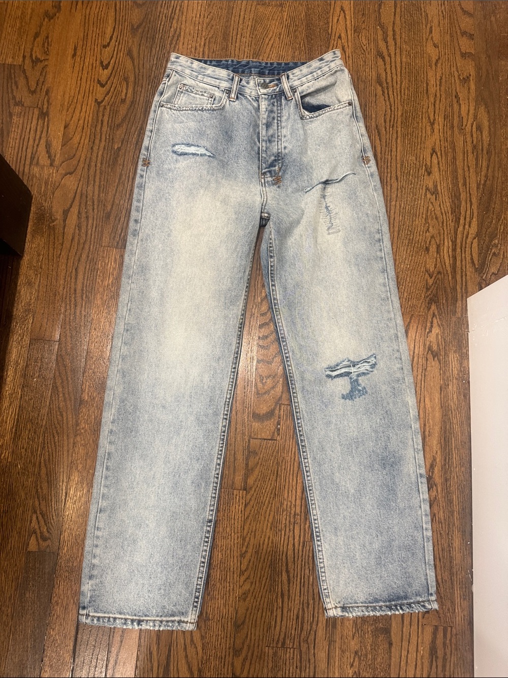 Ksubi Light Wash Distressed Jeans - Casual Straight Leg